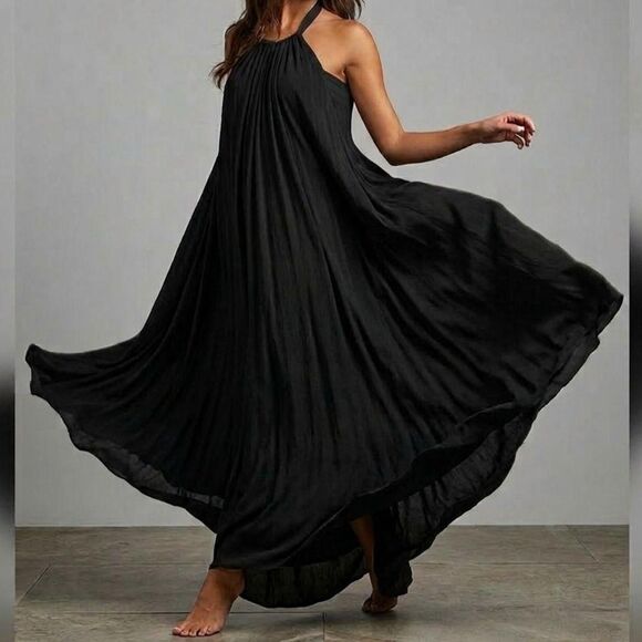 Source Unknown Dresses & Skirts - Elan Black Halter Maxi Dress NWT Flowy Boho Sleeveless Resort Beach